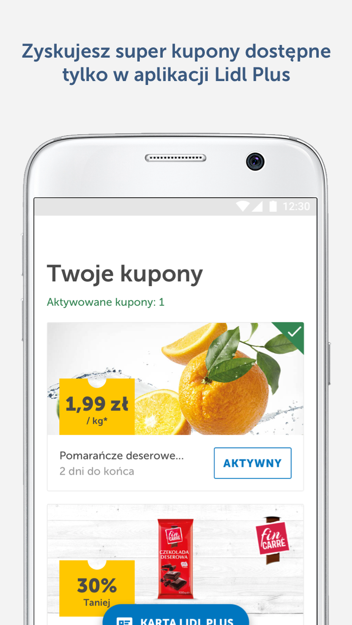 Kupony dostępne w aplikacji