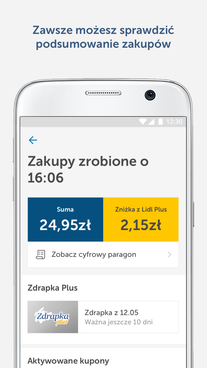 Podsumowanie zakupów w aplikacji